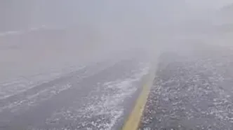 بارش تگرگ شدید در جاده دهلران به مهران محدوده روستای بیشه دراز + فیلم