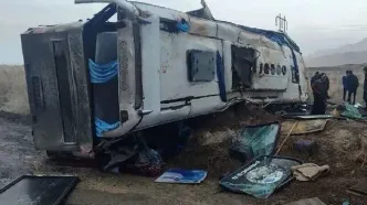 اولین فاجعه‌ی سال؛ واژگونی مرگبار اتوبوس در کرمان