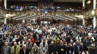 هو کردن لاریجانی و حدادعادل در دانشگاه تهران