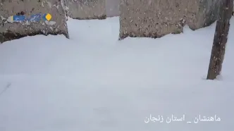 بارش سنگین برف در ماه‌ نشان زنجان + فیلم