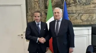 دیدار گروسی با وزیر خارجه ایتالیا پیش از آغاز مذاکرات ایران و آمریکا در رم