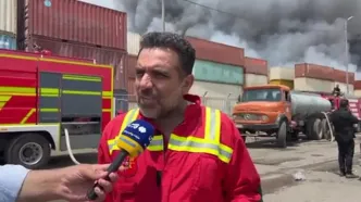 توضیحات یکی از نیروهای آتش‌نشانی دربارۀ علل شعله‌ورشدن مجدد آتش در بندر شهید رجایی + فیلم
