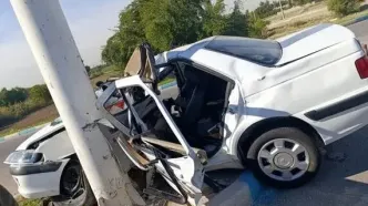 تصادف مرگبار در دستجرد قم؛ برخورد پژو با تیر برق جان یک نفر را گرفت