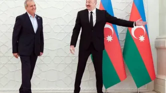 دیدار پزشکیان و الهام علی‌اف در ساحل دریای خزر