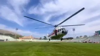 ببینید | خشک‌کردن زمین چمن باشگاه خیبر توسط بالگرد هلال‌احمر