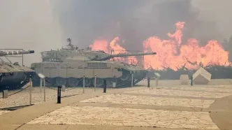 آتش به تانک‌های اسرائیل رسید/ ویدیو