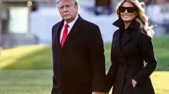 تصاویری از ترامپ و ملانیا در تشییع پاپ