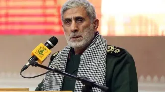حضور سردار قاآنی فرمانده نیروی قدس سپاه در مراسم تشییع شهدای حمله اسرائیل به ایران +عکس