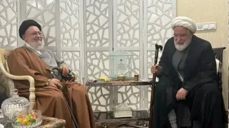 دیدار آیت‌الله موسوی خوئینی‌ها با مهدی کروبی