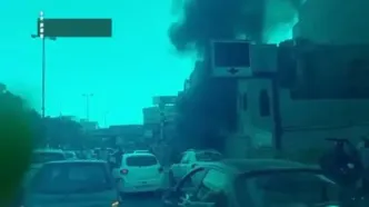 آتش گرفتن خودروی پژو در اتوبان مدرس تقاطع مطهری