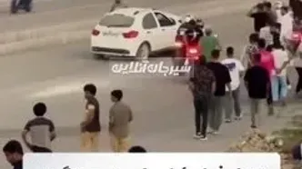 لحظه برخورد سواری کوئیک به موتورسنگین در پیست بندرعباس