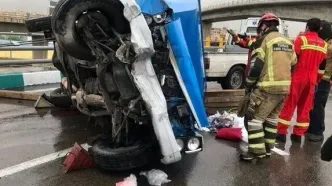 واژگونی مرگبار نیسان در بزرگراه باکری