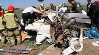 سقوط بالگرد آموزشی در فرودگاه قزوین/ ویدئو