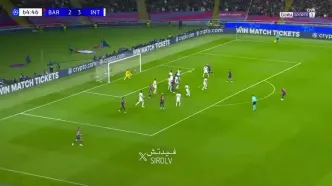 گل سوم بارسلونا به اینتر توسط رافینیا 65 / بارسلونا 3 - اینتر 3 / لیگ قهرمانان اروپا 2025