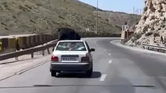 بدلکاری خانم رو سقف خودرو جنجالی شد/خودرو توقیف شد