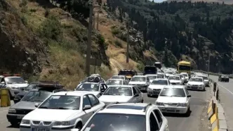 ترافیک سنگین در جاده کرج - چالوس