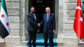 تصاویری از دیدار صمیمانه جولانی با اردوغان