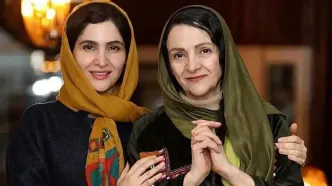تصویری دلنشین از گلاب آدینه و دخترش در پشت صحنه تئاتر!
