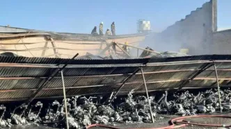 مهار آتش‌سوزی کارخانه موتورسازی در مشهد
