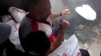 لحظه دلهره‌آورِ انفجار در زیر بالگرد هلال احمر
