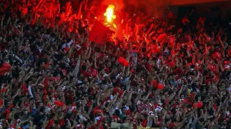 خوشحالی هواداران پرسپولیس پس از گل اول استقلال
