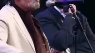 لحظه زمین خوردن داریوش ارجمند وسط برنامه زنده!