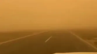 توفان ریزگردها در جاده بغداد به موصل عراق + فیلم