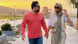 سالگرد عاشقانه بابک جهانبخش و همسر دومش / خواننده معروف در آغوش همسرش + عکس