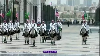 اسکورت خودروی ترامپ با اسب در ریاض عربستان