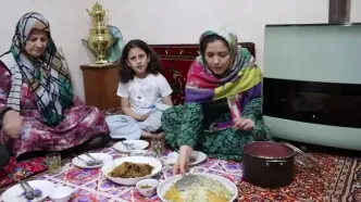 ببینید؛ غذای روستایی در ایران؛ پخت باقالی پلو با گوشت بره و دلمه بادمجان