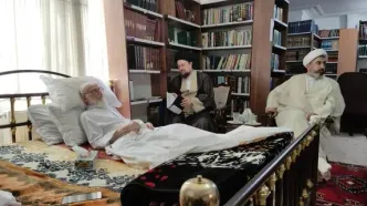 عیادت سیدحسن خمینی از آیت‌الله نوری همدانی