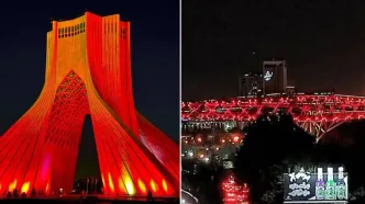 "برج آزادی" و "پل طبیعت" به پاس خدمات سرخ‌ و سپیدپوشان هلال‌احمر به رنگ قرمز درآمدند