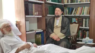 تصاویری از عیادت سید حسن خمینی از آیت الله نوری همدانی