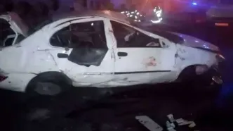 پرت شدن راننده تیبا به بیرون در بزرگراه چمران