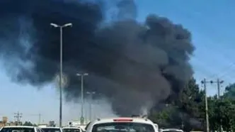 آتش‌سوزی عظیم آسمان مشهد را سیاه کرد