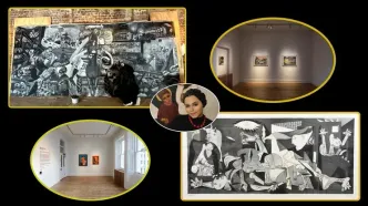 نخستین نمایشگاه انفرادی یک هنرمند فلسطینی در مدرسه هنری لندن/ تابلویی عظیم که آن را با اثر پیکاسو مقایسه کرده‌اند+تصاویر