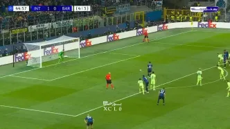 گل دوم اینتر به بارسلونا توسط هاکان چالهان‌اوغلو / اینتر 2- 0 بارسلونا