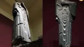 حفاظت جنگی از مجسمه داریوش در موزه ملی ایران