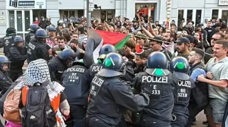 درگیری پلیس آلمان با حامیان فلسطین در برلین
