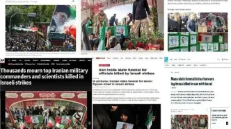 بازتاب مراسم تشییع شهدای حمله اسرائیل به ایران در رسانه‌های خارجی + عکس