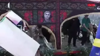احترام نظامی دانشجویان شریف به پیکر سرداران شهید