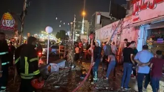 ویدیویی از آتش سوزی شدید در بازار بندرعباس