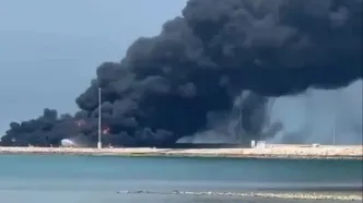 فیلم انفجار بزرگ در بندر دیر بوشهر / محموله متانول جان گرفت