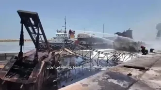 تصاویری از میزان خسارت در حادثه آتش سوزى کشتى بندر دیر