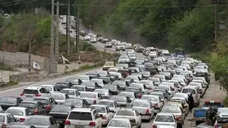 ترافیک سنگین در جاده چالوس از شمال به جنوب