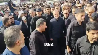 حضور پزشکیان در مراسم تشییع پیکر شهدا
