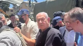 نتانیاهو از پناهگاه بیرون آمد + عکس