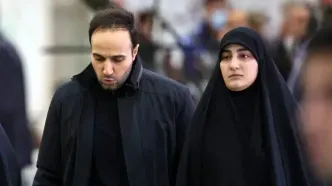 حضور فرزندان سردار سلیمانی در مراسم تشییع شهدا