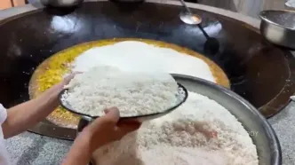 ببینید؛ غذای خیابانی در ازبکستان؛ پخت 500 کیلو سمرقند پلو با گوشت برای مراسم عروسی در تاشکند