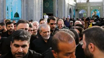حضور مسعود پزشکیان در مراسم گرامیداشت شهید محمد باقری